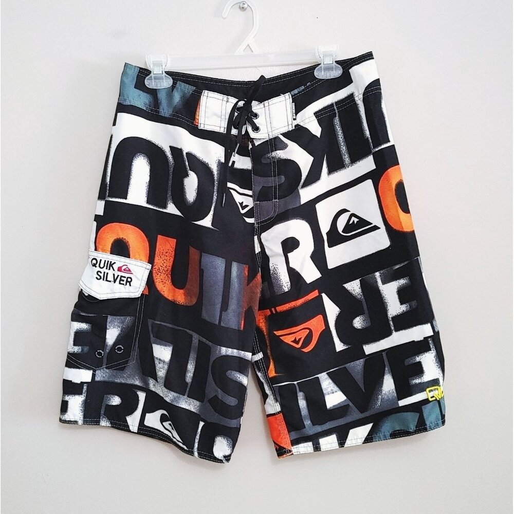 Quicksilver Board Shorts  All Over Print Polyester Swim Shorts Size 32